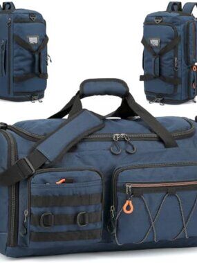 45L Gym Duffel Backpack 3-in-1 Travel Bag Water-Resistant 600D Polyester with